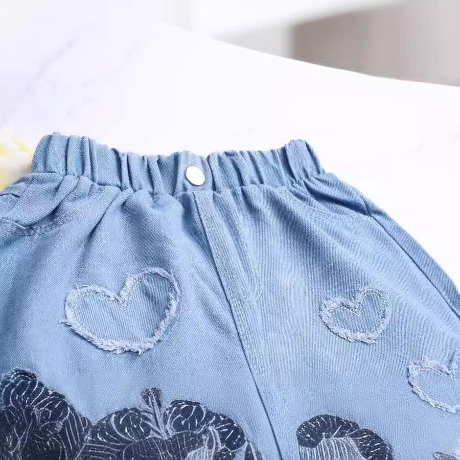 Trendiga sommarjeansshorts för flickor för barn - Moderiktiga ytterkläder för mellanstora och stora barn