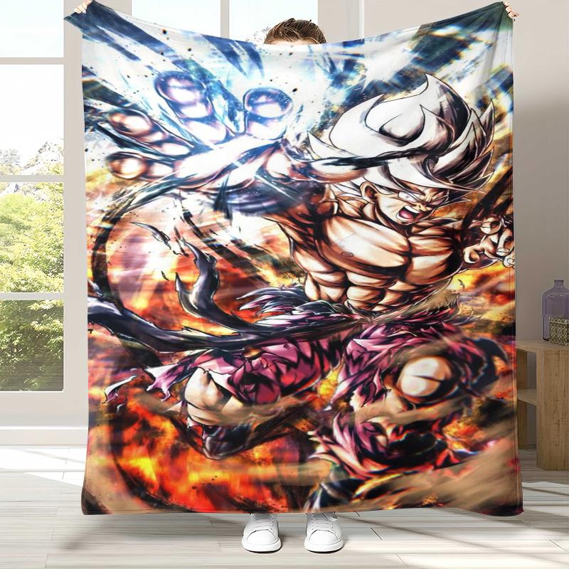 Anime D-Dragon Ball Game Cartoon Flannel Blanket,Ultra Soft Warm Plush Throw for Home Bedroom Bed Sofa Cover Office Camping