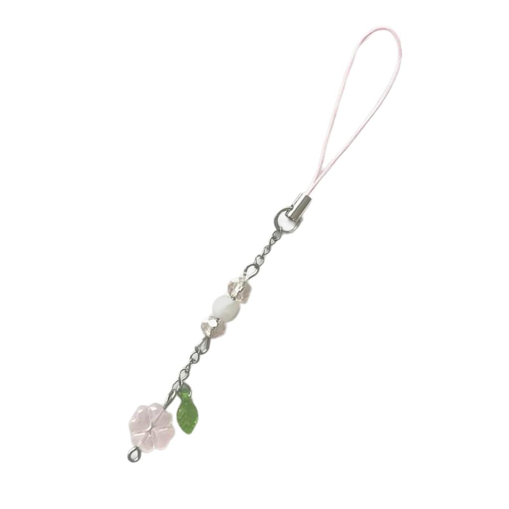 Sweet Phone Chain Strap Lanyard Four Leaves Grass Pendant Phone Charm Hangings Decoration Cute Phone Accessories