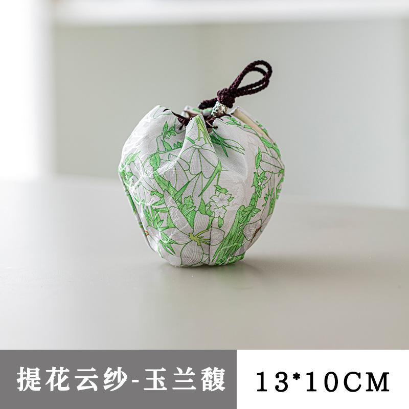 Chinese Style Small Storage Bag Vintage Portable Candy Storage Bag Tea Ceremony Thicken Protective Cup Bag Outdoor Accessories