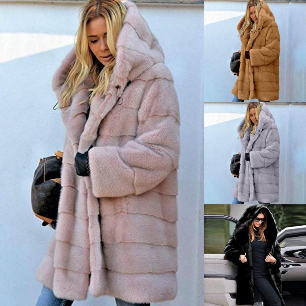 Women's Fashion Thickening Faux Fur Big Hooded Long Parka Coat Overcoat Winter Keep Warm Peacoat Jacket