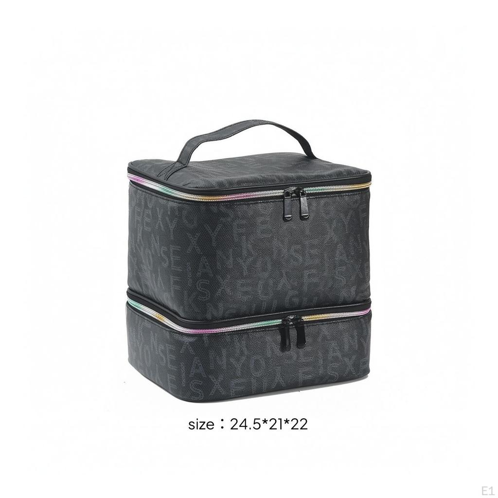 TwoTier Makeup Bag DoubleLayer Cosmetic Storage with Handle Portable Travel Organizer
