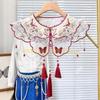 49MD Embroidered Butterfly Floral False Collar Traditional Chinese Styles Beaded Tassels Pendant Shawl Capes Scarf for Women