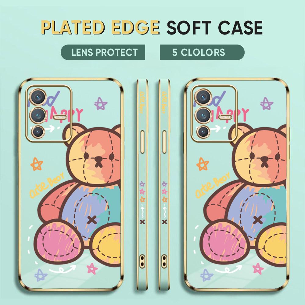 For Honor 90 70 50 X7a X9a P30 Pro P40 Lite Infinix Hot 40i 30i Vivo Y22 Y18 V30 Pro V40 Colorful Bear Design Soft Full Lens Protect Phone Casing