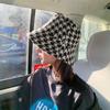 Houndstooth Autumn and Winter Fisherman Hat Trendy Showing Face Small Korean Version Versatile Japanese Corduroy Big Head Basin Hat