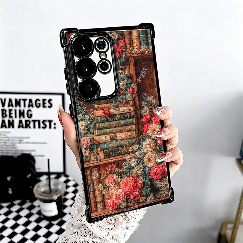Read Books Illustration Bookshelf Soft Phone Case For Samsung Galaxy S26 Ultra S25 Edge S24 FE S23 Plus S22 S21 + S20 Plating An