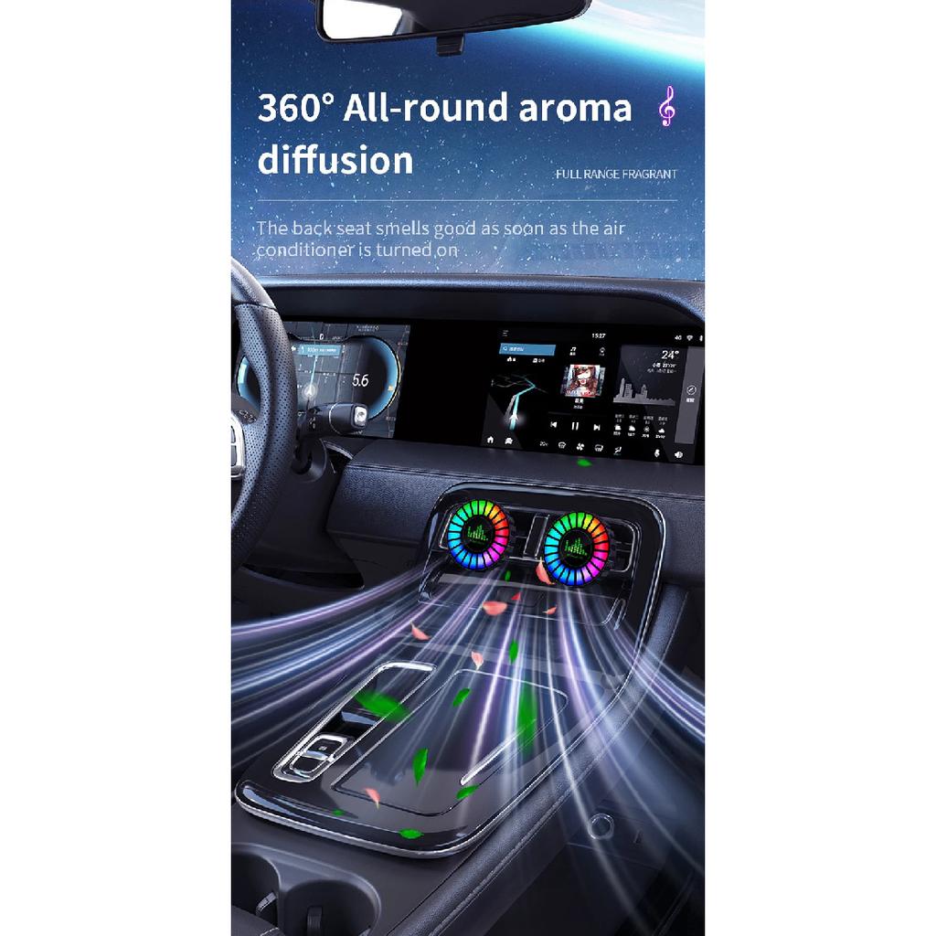 Car air outlet aromatherapy rhythm light car mounted perfume pickup light voice controlled music atmosphere light