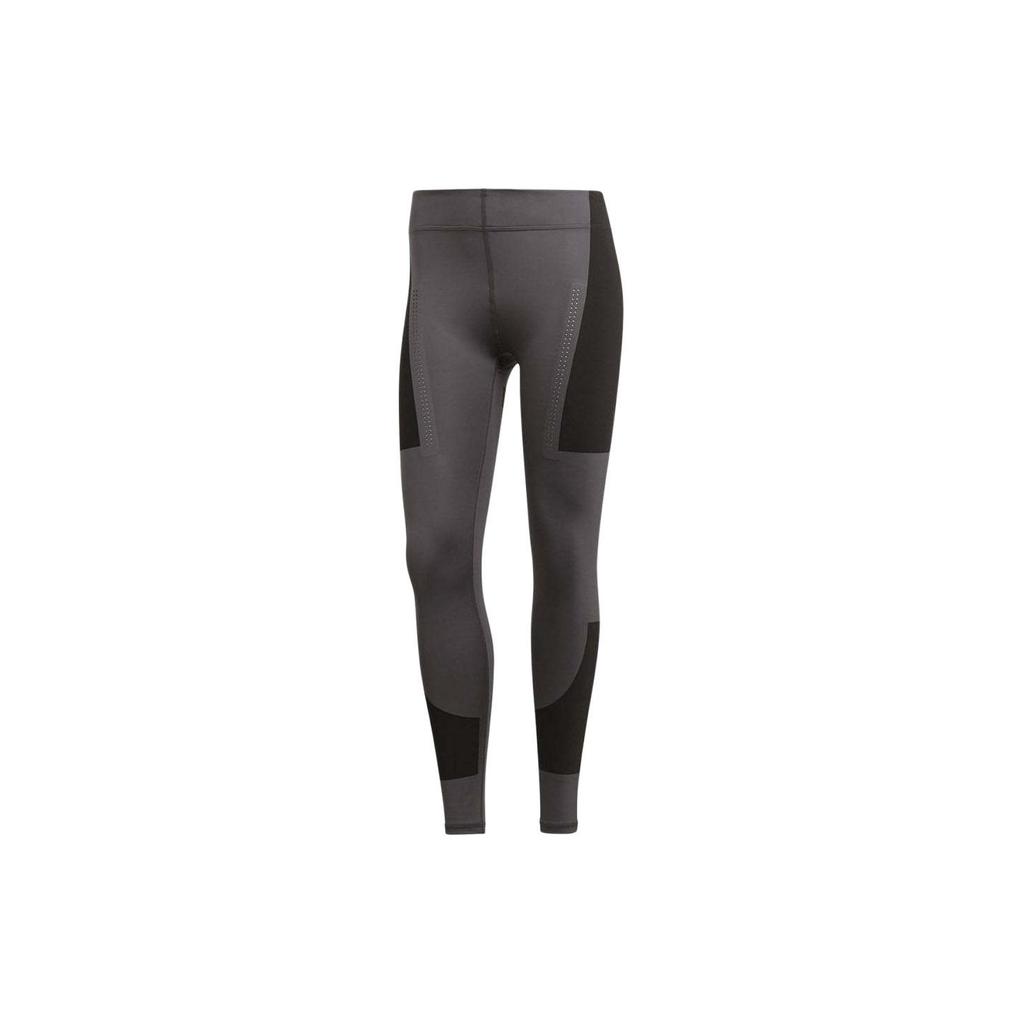 Adidas Color Block Elastic Waist Breathable Quick Dry Tight Sports Long Pants Unisex Bottoms Black Gray DW9575