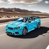 Non-Toxic 4129Pcs Blue Sports Car Building Blocks Toys Model Large Sized Cars Assemble Puzzle Bricks Toy Sets For Kid Ornament Gifts