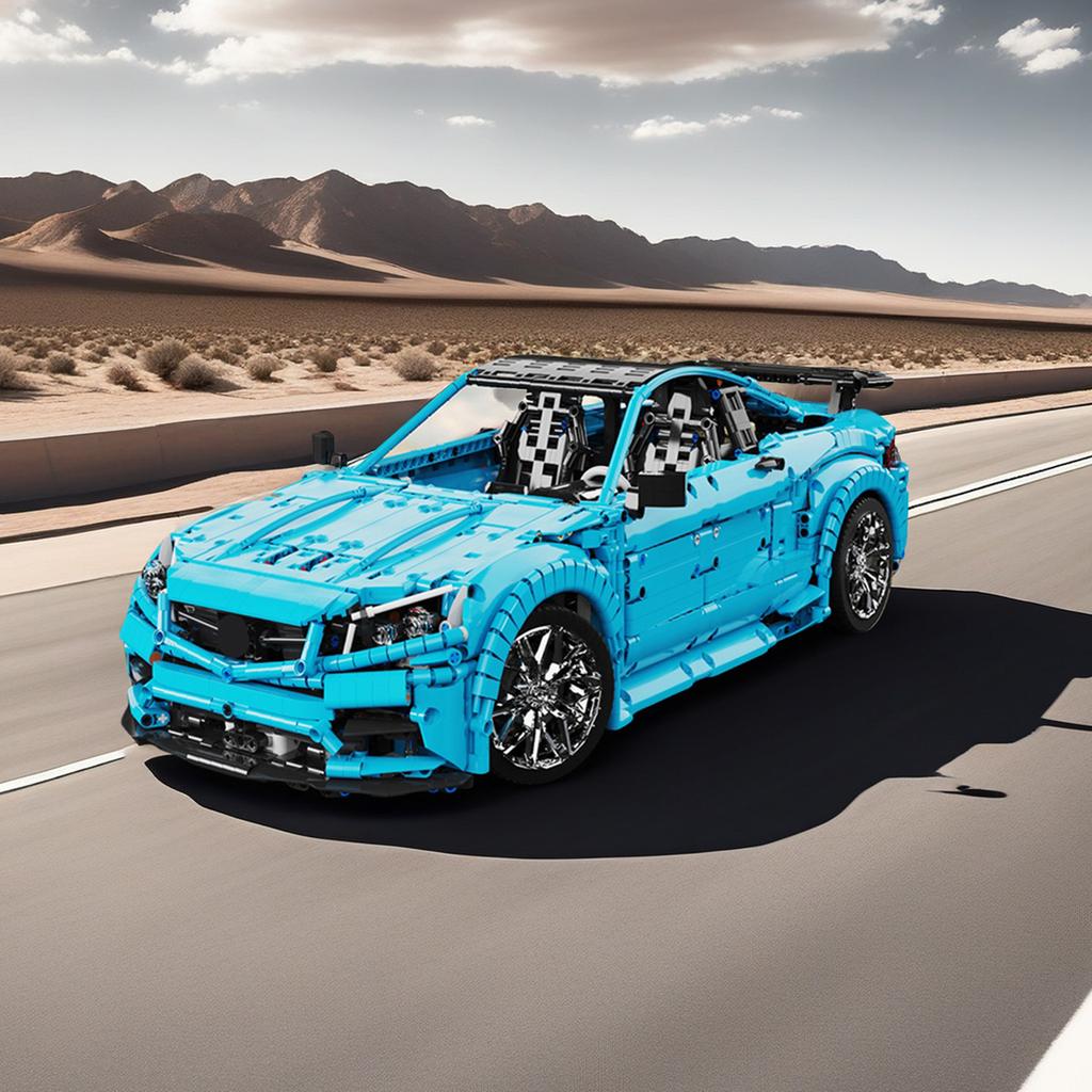 Non-Toxic 4129Pcs Blue Sports Car Building Blocks Toys Model Large Sized Cars Assemble Puzzle Bricks Toy Sets For Kid Ornament Gifts