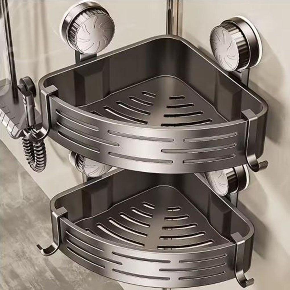 Wall Mounted Suction Cup Triangle Storage Rack Plastic Suction Cup Shower Shelf  Bathroom
