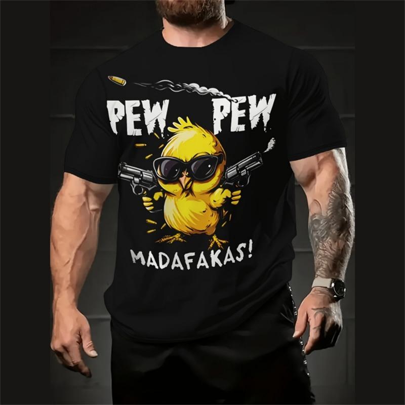 Fun Cartoon Duck Print Men's T-Shirt Casual Summer Casual Short Sleeve Pullover Fashion T-Shirts Outdoor Male Overszied Clothing