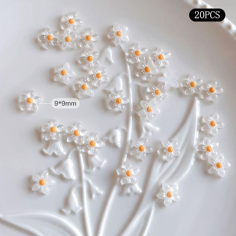 

20 Pcs Resin Flowers Five-Petal Small Flowers Decoration Nail Art Charm Manicure Diy Nail Decorations 2