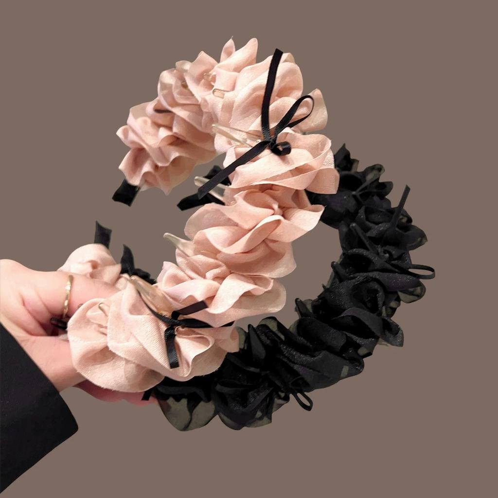 Fashion Sweet Bow Ribbon Hair Hoop Fold Toothed Simple Headband High Cranial Top Design Korean Style Headband Hair Accessories