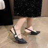 Fashion Elegant Chinese Style High Heels Womens Shoes 2025 New Versatile Fashionable Sexy Fine Tipped Pointed Sandals Trendy Women's