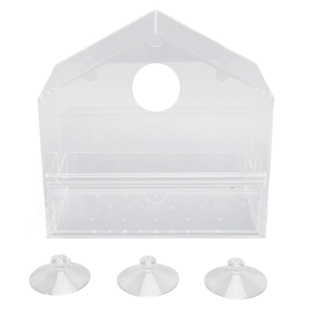 Window Bird Feeder Plastic Drop Proof Cute Transparent Bird House with Suction Cups for Home