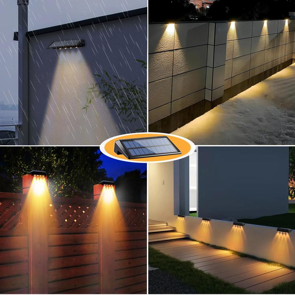 YANHAO Solar Gartenleuchte, Wasserdichte Außenleuchte für Zäune mit 6 Kontrollleuchten für Parkplätze, Gehwege, Zäune, Eingänge, Wege, Zufahrten,