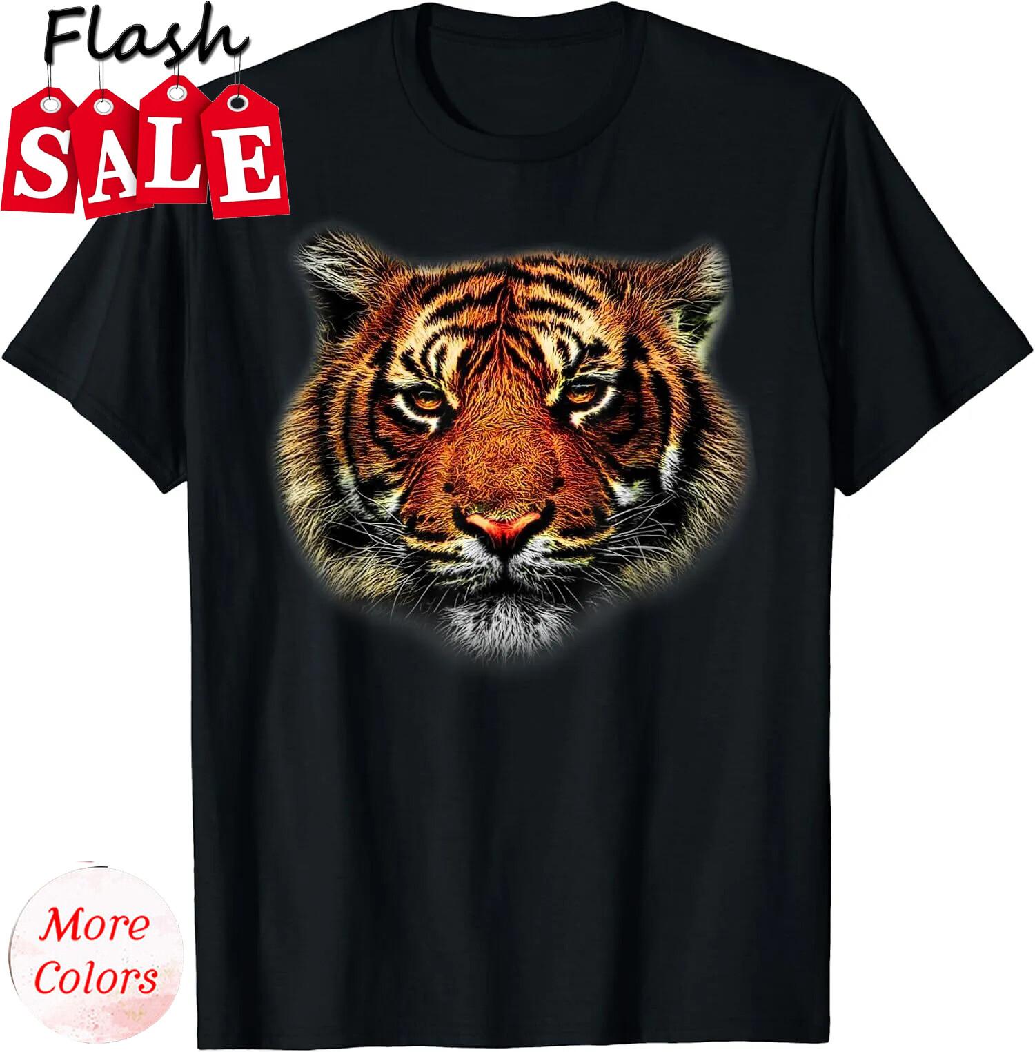 Tiger Eyes Animal Print Leopard Cheetah Head Gift Unisex T-Shirt S
