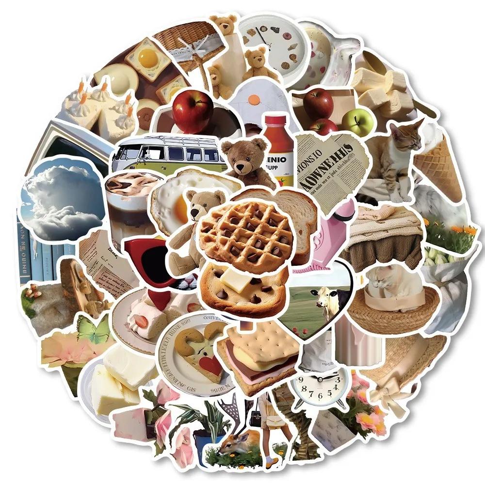 50-Piece Korean-Style Minimalist Retro High-Appearance Graffiti Stickers - DIY Decor for Phone Back Cards, Luggage, Scooters