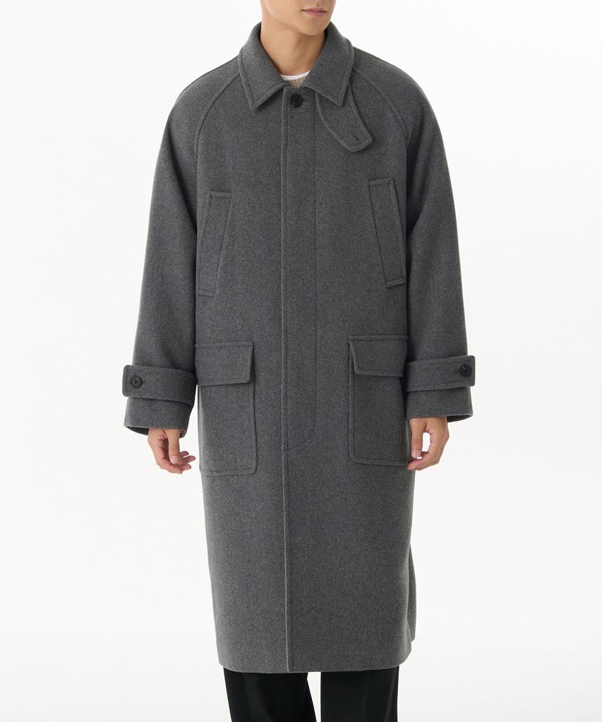 Musinsa Standard Wool Blend Oversized Muff Balmacaan Coat [Medium Grey]