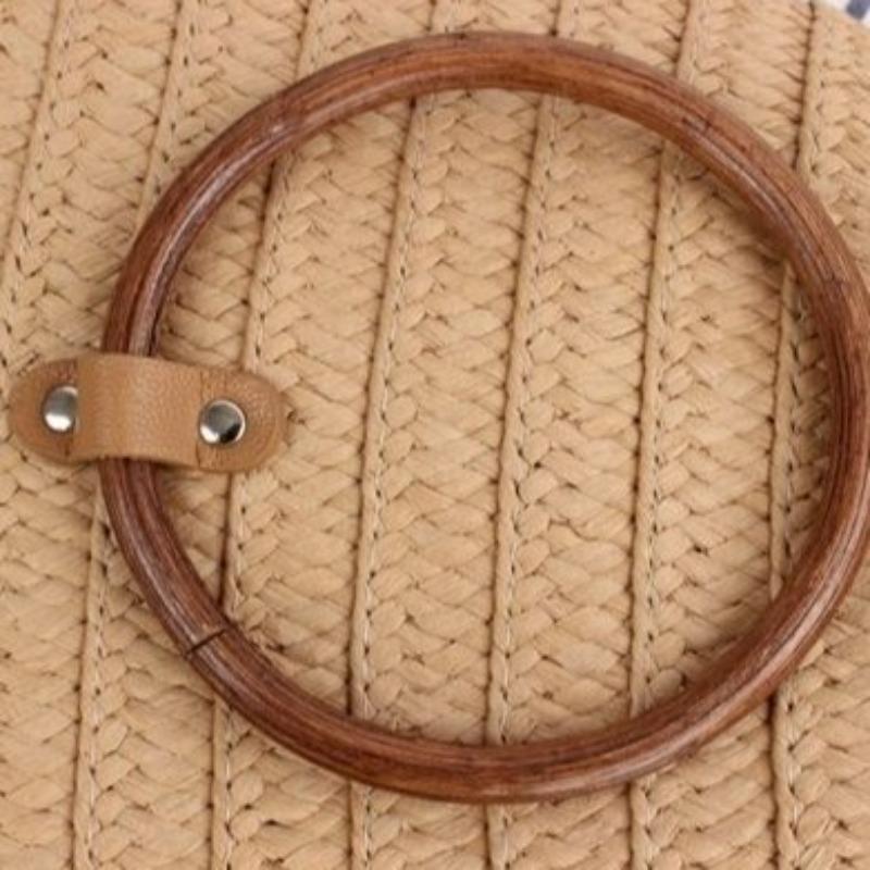 Neue zylindrische Strohtasche gewebte Tasche große Kapazität tragbare Umhängetasche Damen Tragetasche Reise Strandtasche