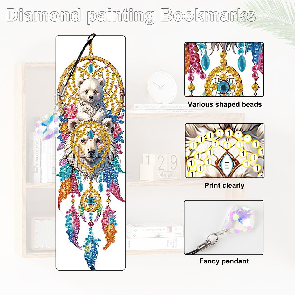 4Pcs Special Shape Dream Catcher 5D DIY Diamond Painting Bookmark DIY Bookmarks Diamond Painting Kits for Kids Adults Beginners