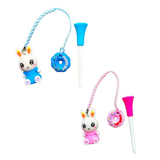 Cartoon Rabbit Golf Tee Hanger Plastic Anti Lost Golf Tee Ring with Strap Loss Prevention Tee Holder with Golf Tee for Men Women