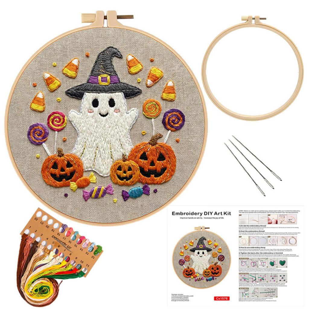 Halloween Embroidery Kit DIY Sewing Material Set for Beginners
