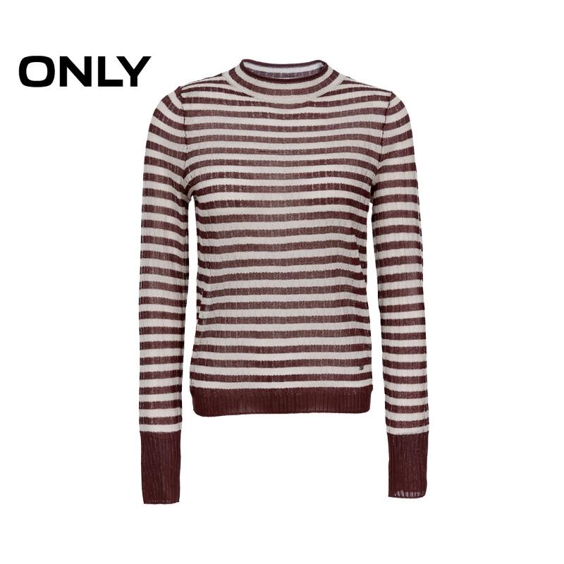 ONLY Women's Classic Striped Round Neck Thin Knit Sweater