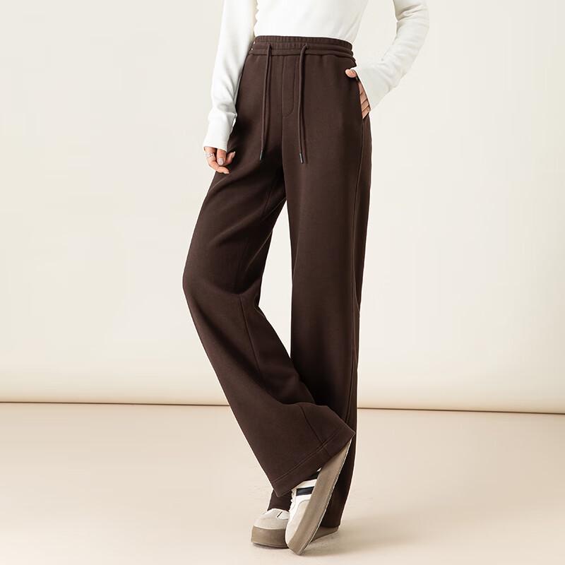 Fanzhen Women's Fleece Lined High-Waist Wide-Leg Pants