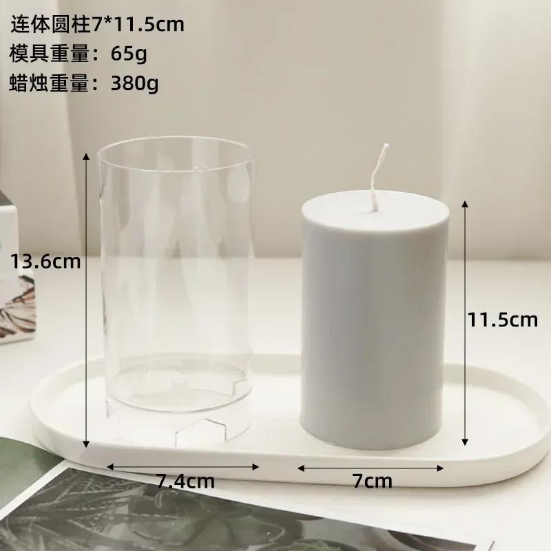 Large 3D Flat Top Cylindrical Candle Mold Handmade Candle Making Kit Easy Demoulding Plastic Acrylic Molds Home Decoration Gift