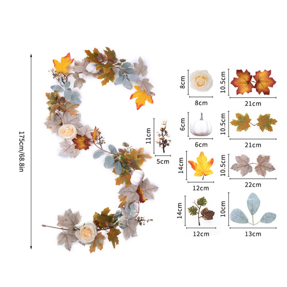 

Fall Garland Artificial Maple Leaf Flower Pumpkin Autumn Garland Thanksgiving Hanging Vine Decoration For Fireplace Halloween Wedding Party Regular B