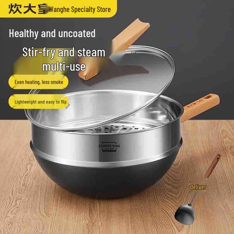 Chuda Huang 32cm True Stainless Cast Iron Wok