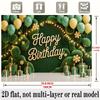 Green Happy Birthday Banner, Fresh Photo Backdrop Wall Decor for Party