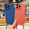 Crossbody Lanyard Candy Color Phone Case For Iphone 17 Air 16 16E 15 14 13 12 11 Pro Max Plus Silicone Soft TPU Back Cover