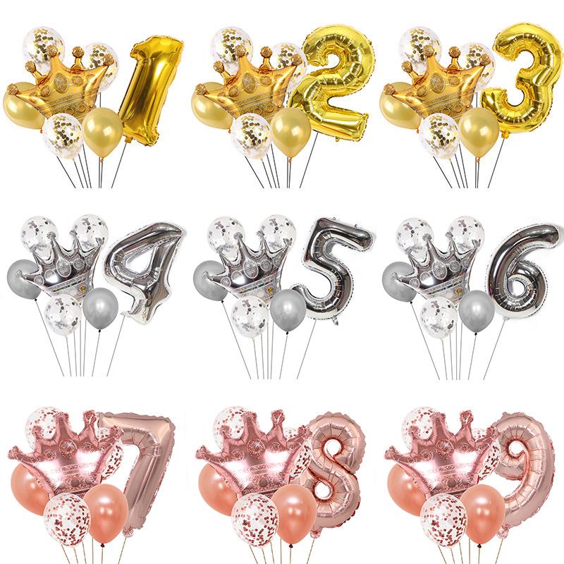 Gold Crown Balloon Set for First Birthday Party Decorations