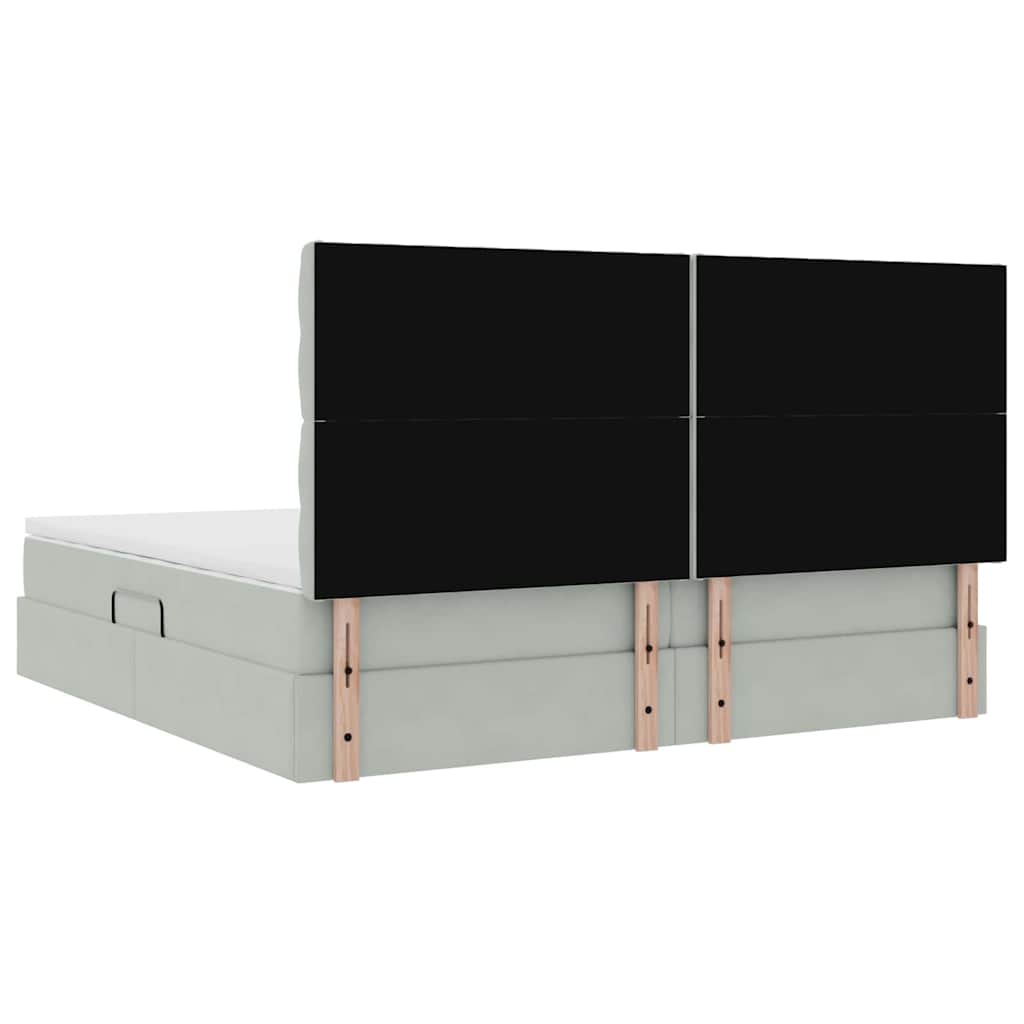 LED Storage Bed with Mattress Light Grey 200 x 200 cm Velvet