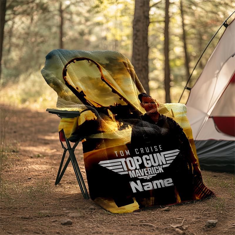 Personalized Custom Name Blanket - Top Gun Maverick Print Design,Blanket for Sofa,Bed,Travel,Camping - Soft and Warm, Great Gift