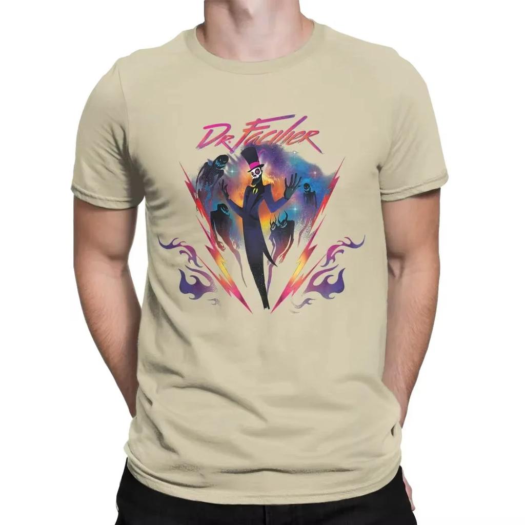 Skurkar Herr T-shirt Dr. Facilier 90-tals Rockband Neon Fritid T-shirt Kortärmad Rundhalsad T-shirt Bomull Sommar Toppar