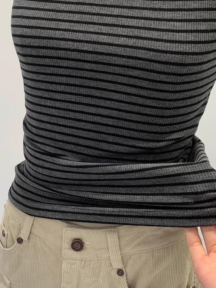 Y2k Striped Tank Top Women Backless Square Neck Crop Tops Going Out Sleeveless Spaghetti Strap Vest Vintage Camisole Streetwear