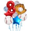 9pcs Baseball Themed Aluminum Foil Balloon Set 32inch Digital Pentagram Glitter Ball Children's Birthday Party Decoration