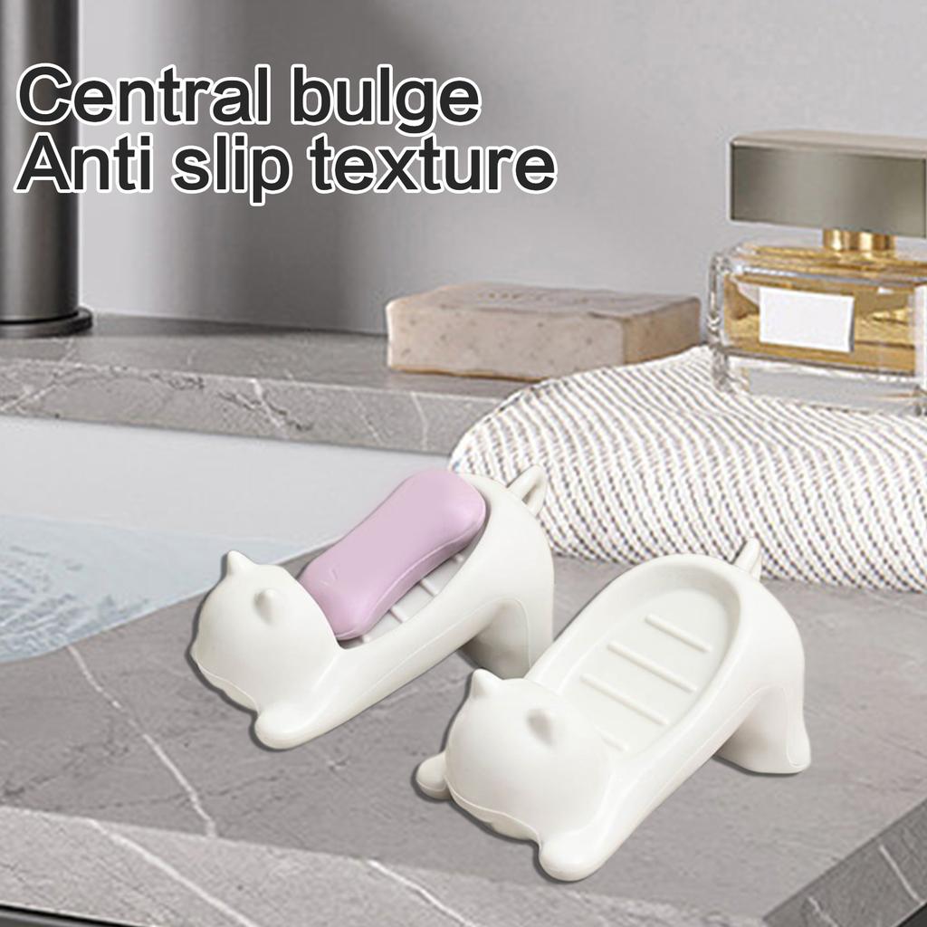 Selbstentwässernde Seifenablage mit niedlichen Katzendesigns, Kunststoff-Seifenschale hält Seife trocken und schimmelfrei für Bad und Küche