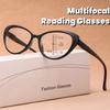 Women Anti-Blue Light Multifocal Presbyopia Eyewear High Definition Cat Eye Reading Glasses Computer Anti-Reflective Eyeglasses