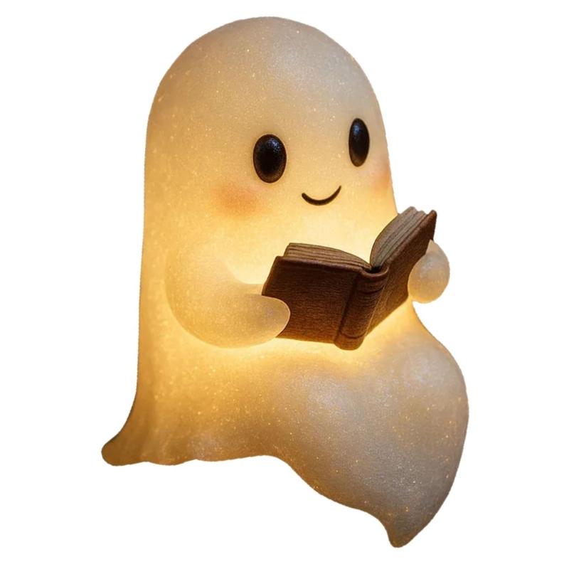 

Призрачная лампа для чтения, полка-декорация, смоляная скульптура, Хэллоуин, украшение для дома, безопасный для детей и домашних животных орнамент для кабинета S