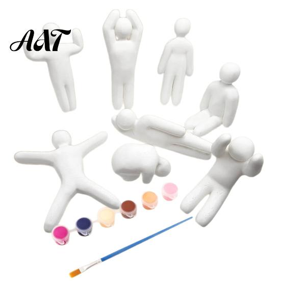 Miniature Animal Ornaments 3D Printed Paintable Figurines, Unpainted Pure White Character Themed Space Accessories Models, DIY Multi-Pose Ornaments,