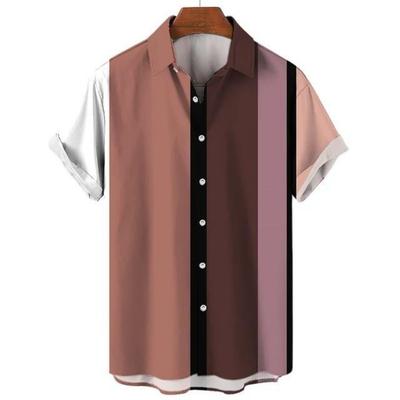 Hawaiihemd Harajuku Streifendruck Locker Mode Lässig Kurzarm Herren Knopf Aloha Strand Sommerhemden Für Herren Kleidung