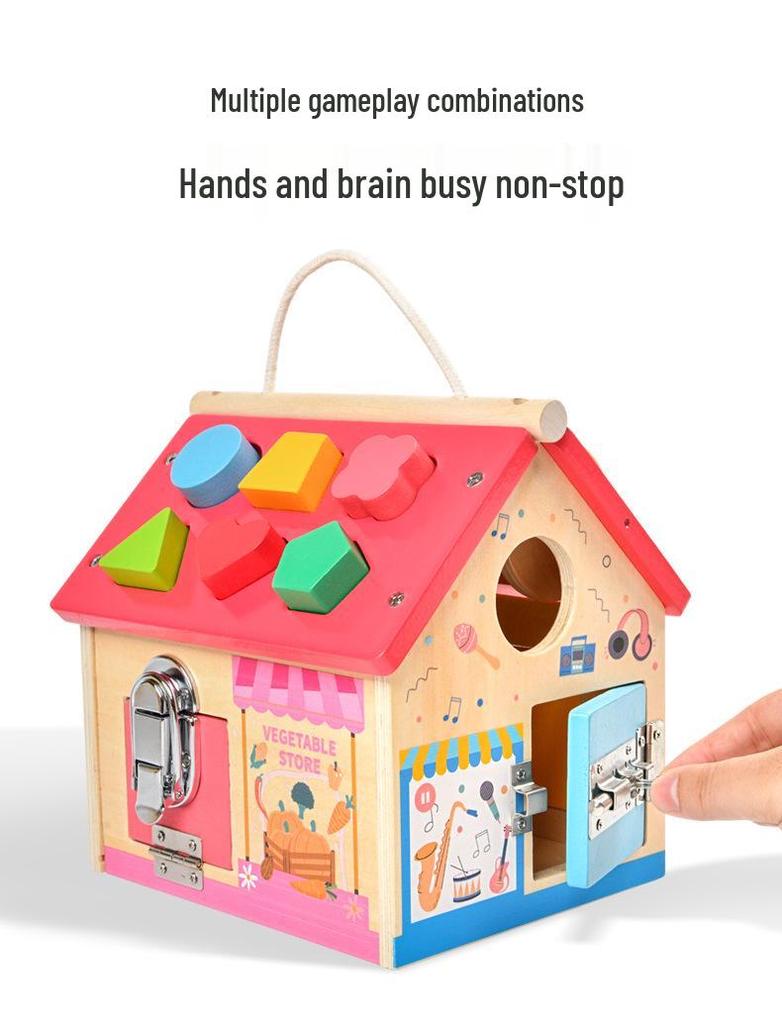 Montessori Busy House: Baby Enlightenment & Educational Unlocking Box with Teaching Aids and Toys