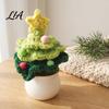 Crocheted Christmas Potted Ornaments Hand Crochet Tree, Creative Knitted Plant, Mini Unique Gifts for Coworkers Cute Home Desktop Decorations, Friends