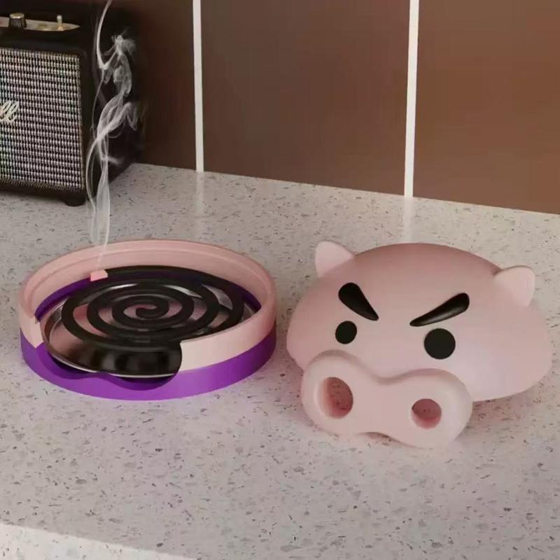 Modern Pig Mosquito Coil Holder with Tray Ornament Anti-Mosquito Fashion Sandalwood Incense Burner Home Decoration Bedroom Decor