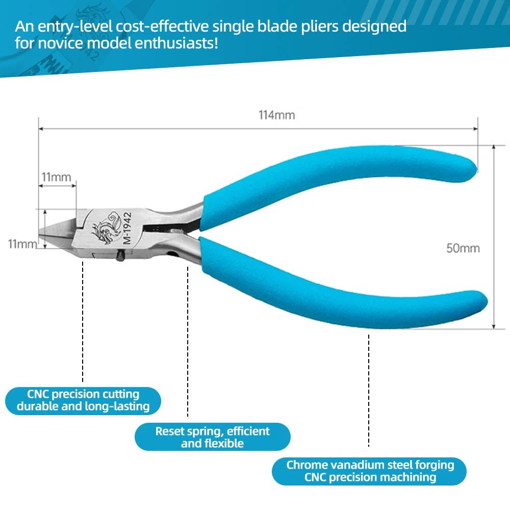 MJL M-1942 Model Pliers Non-slip Grip Sprue Cutter Ultra-thin Single Blade Gundam Nipper Plastic Model Cutting and Building DIY